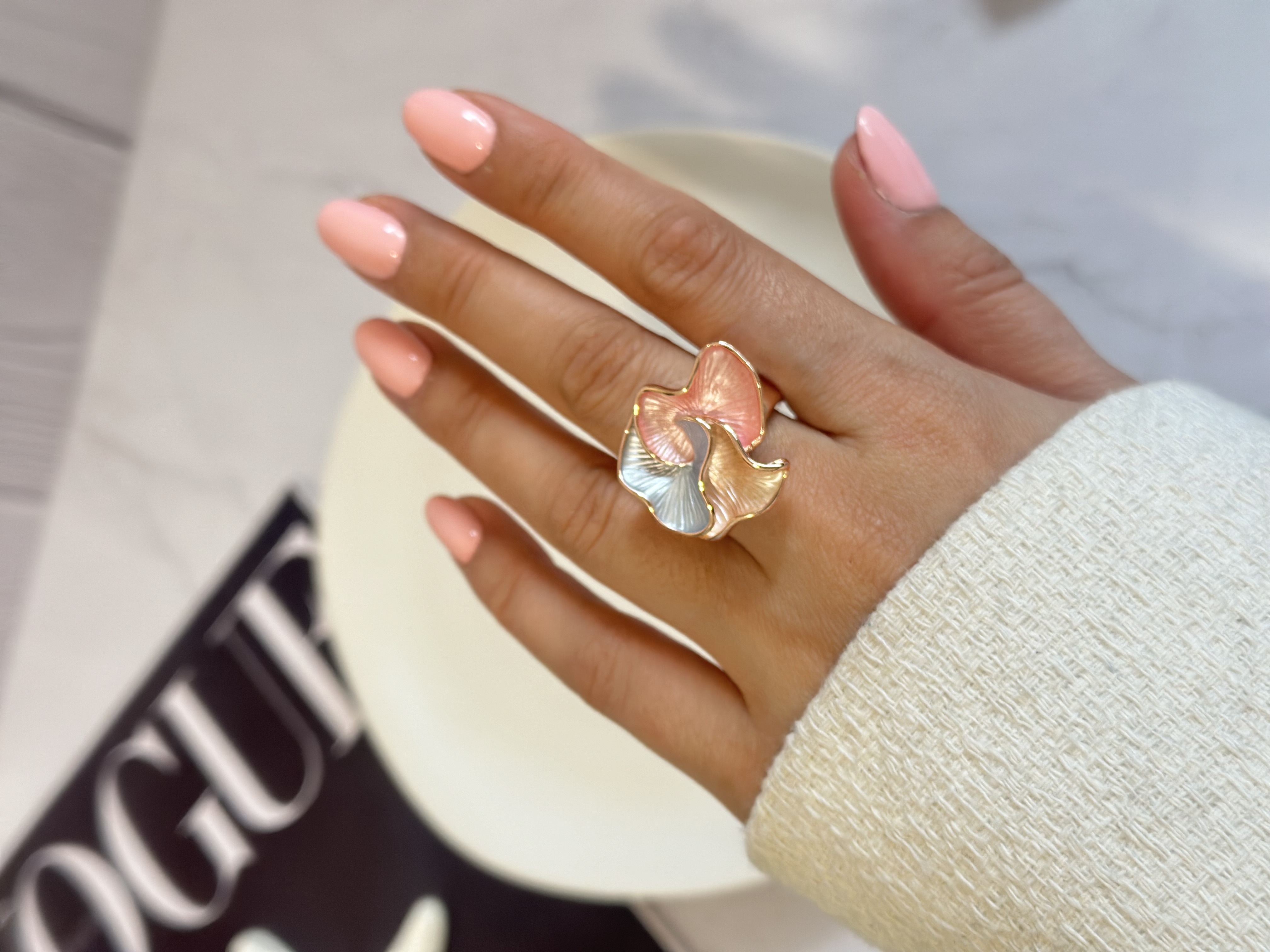 انگشتر زنانه مینکاری کشی گل