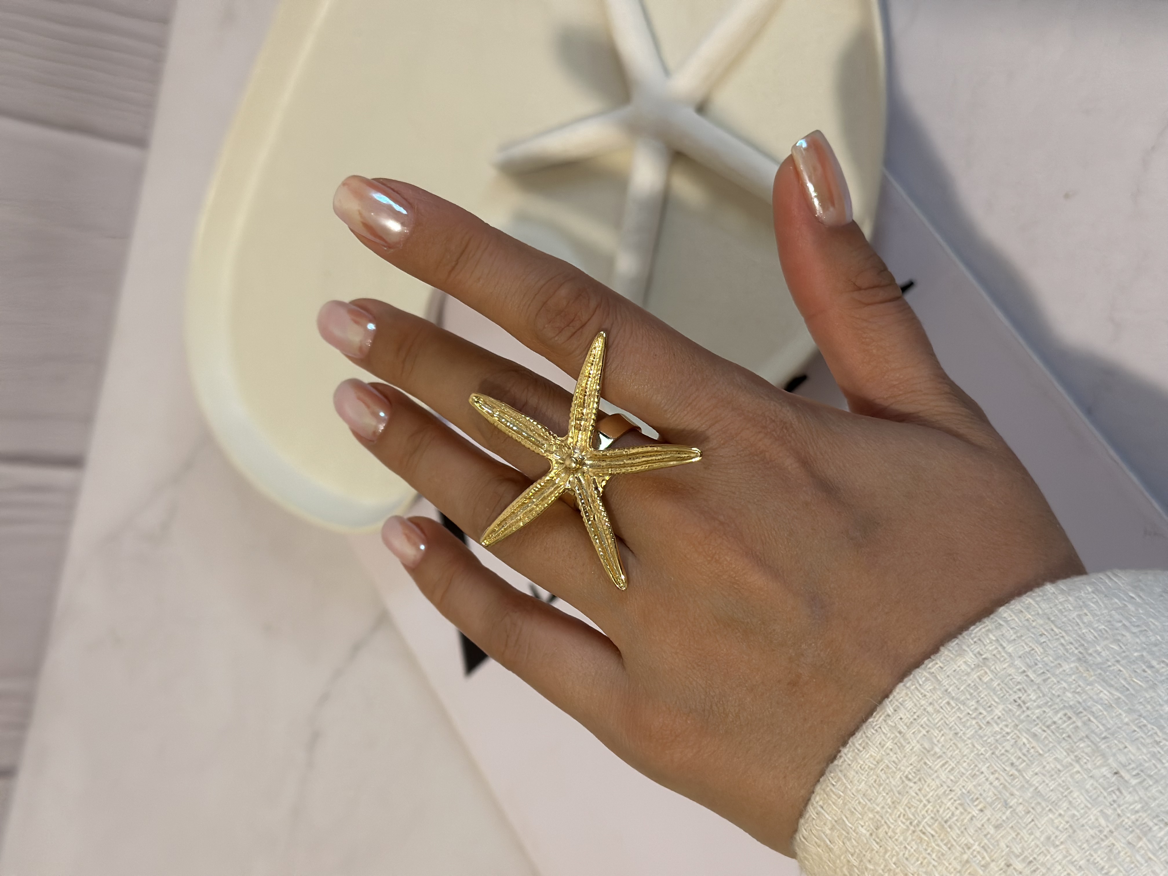 انگشتر زنانه ستاره دریایی طلایی