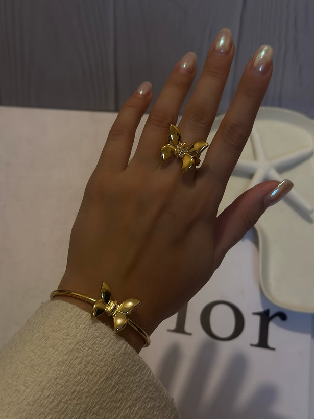 ست زنانه دستبند وانگشتر پروانه ای