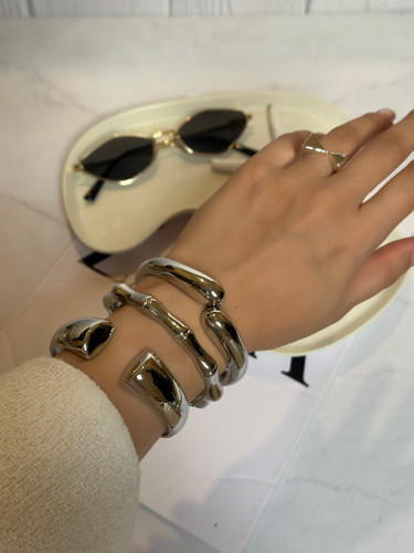 بنگل زنانه سیلور پهن و باریک