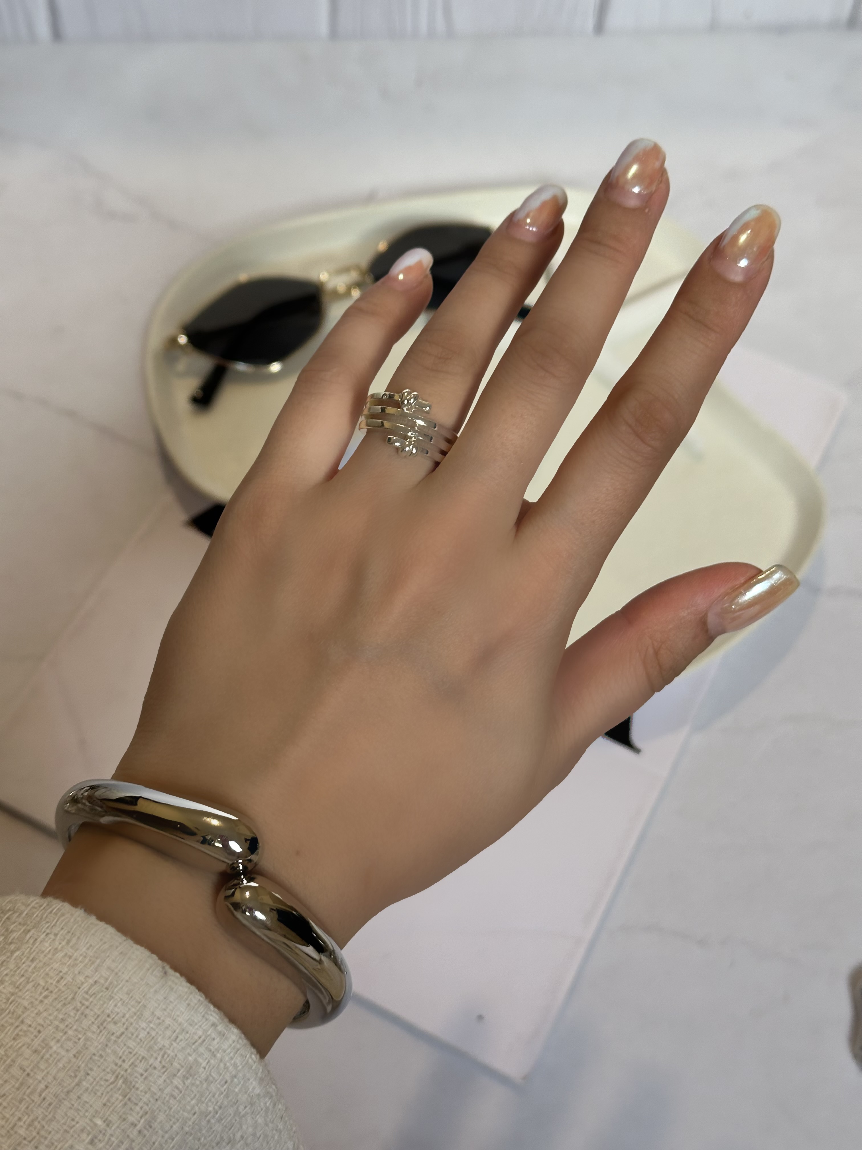 بنگل زنانه سیلور پهن