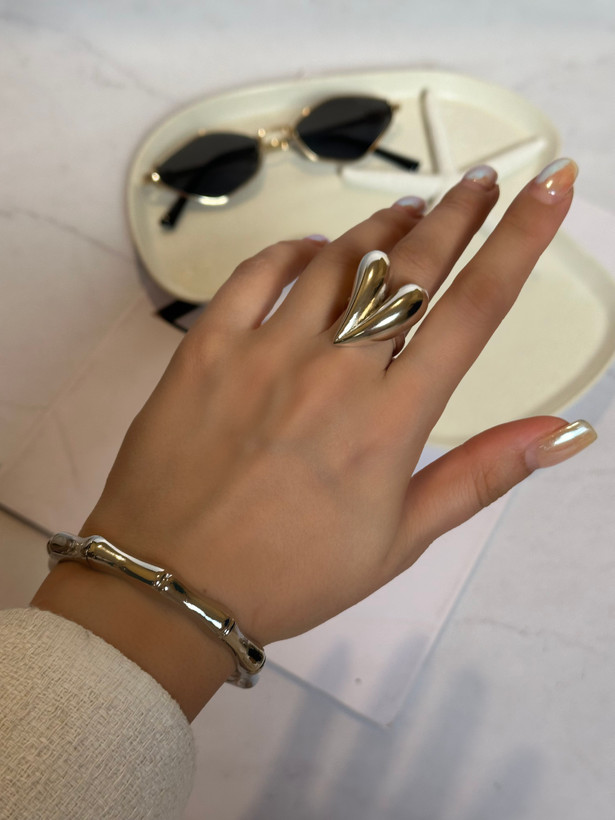 بنگل زنانه سیلور باریک و مینیمال