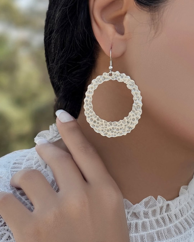 گوشواره ورشو نقره ای حلقه ای