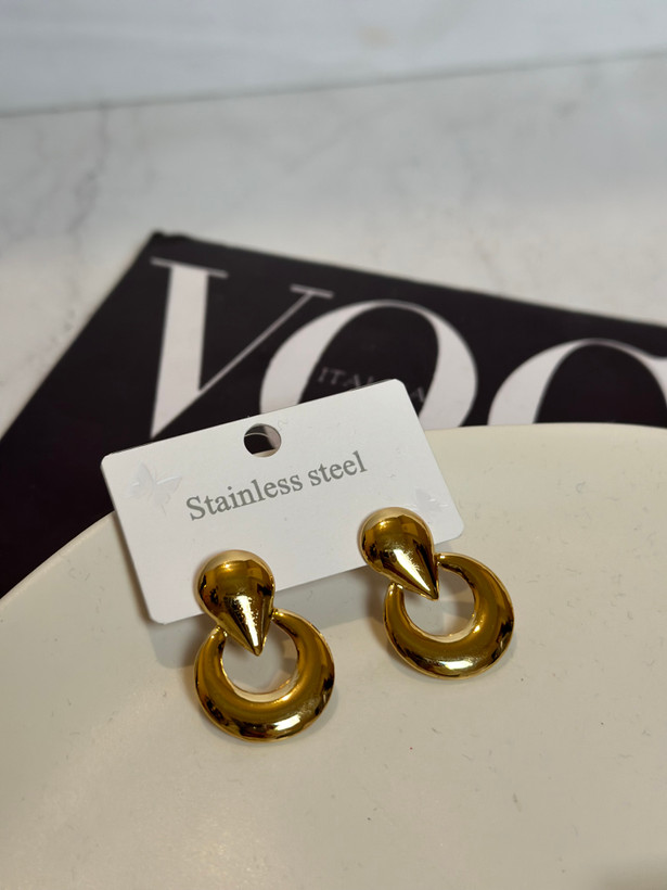 گوشواره زنانه استیل طلایی کلاسیک