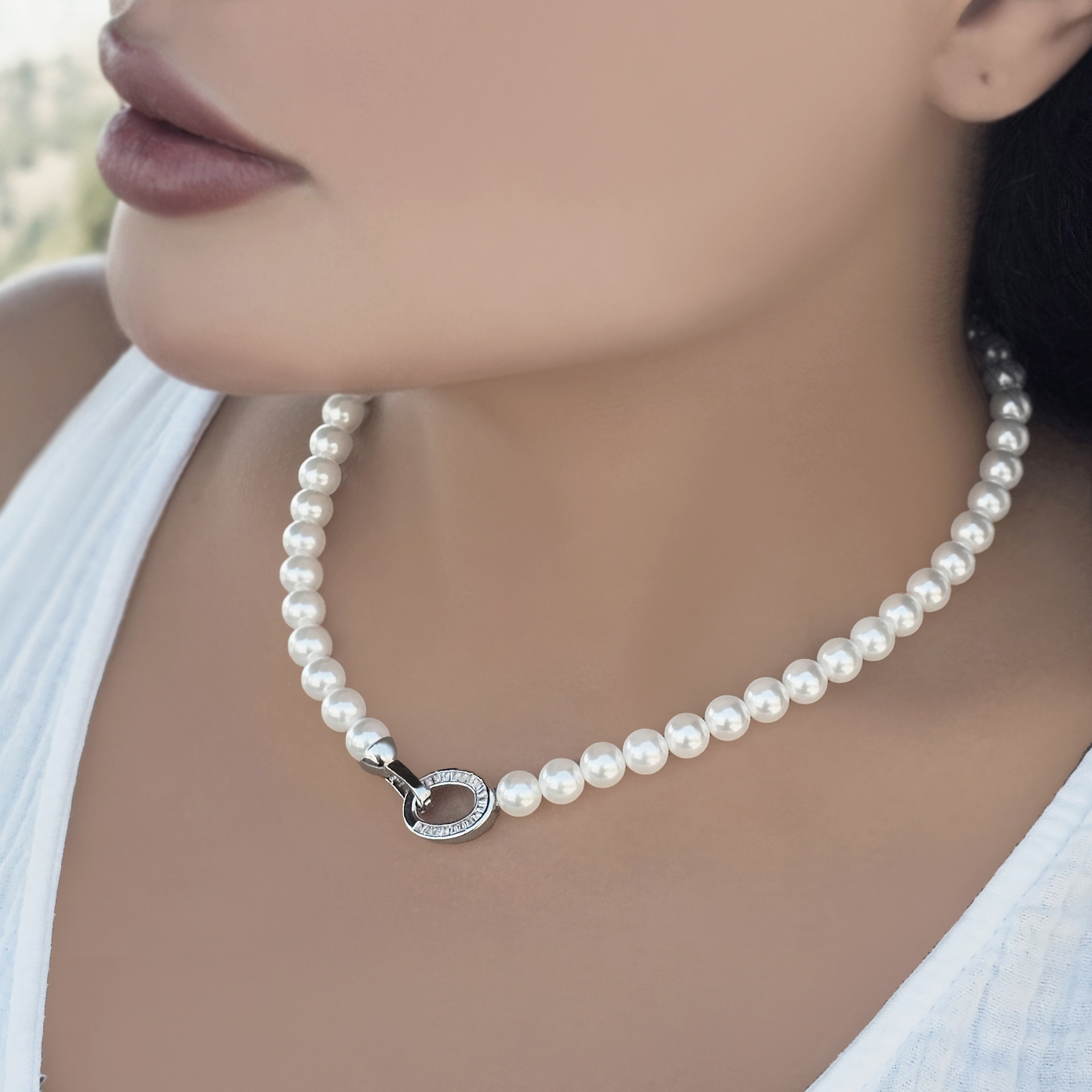 گردنبند رنانه مرواریدی قفل دار