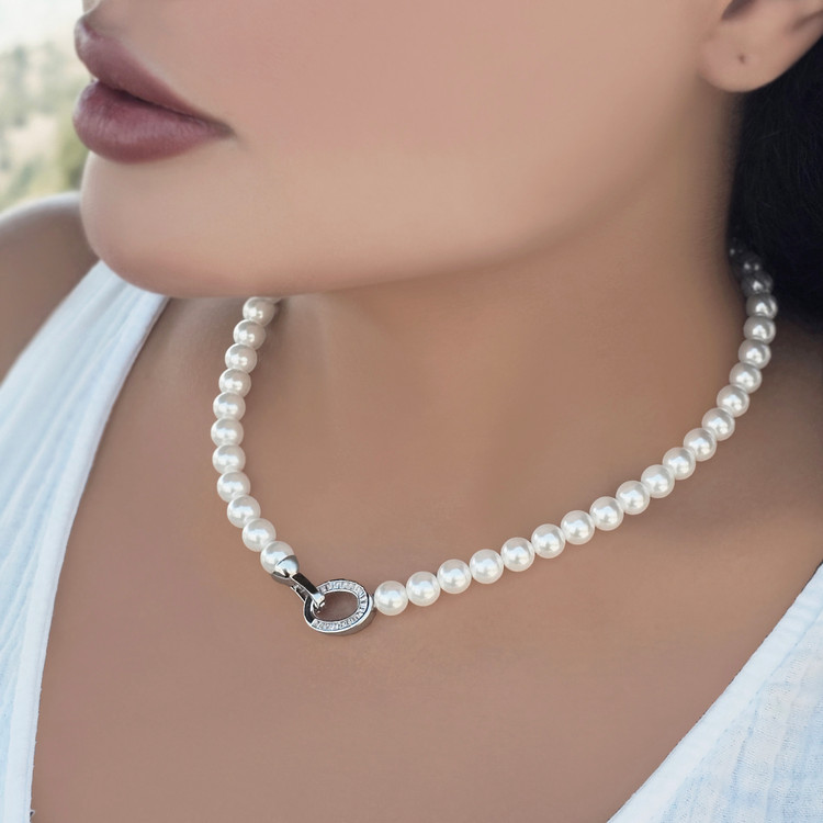 گردنبند رنانه مرواریدی قفل دار