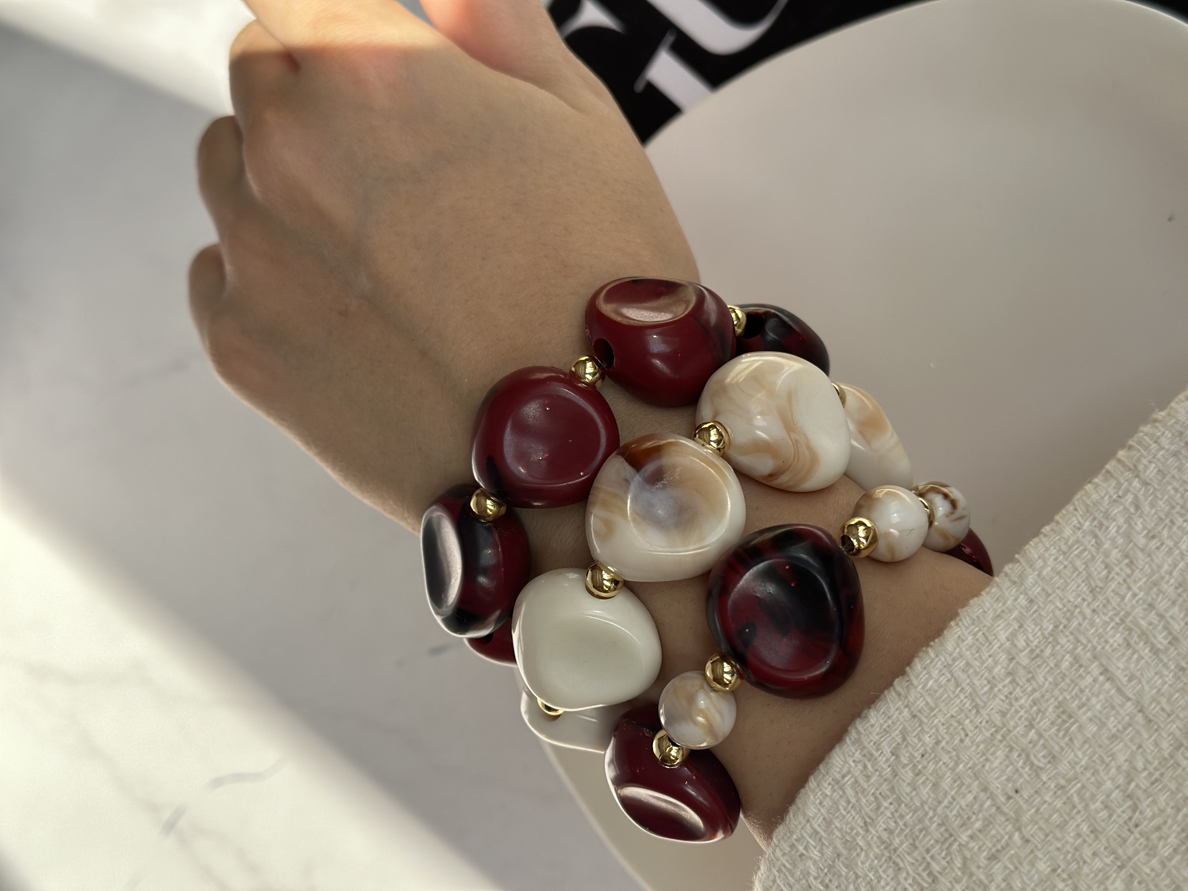 دستبند کشی رنگ چری طرح سنگی