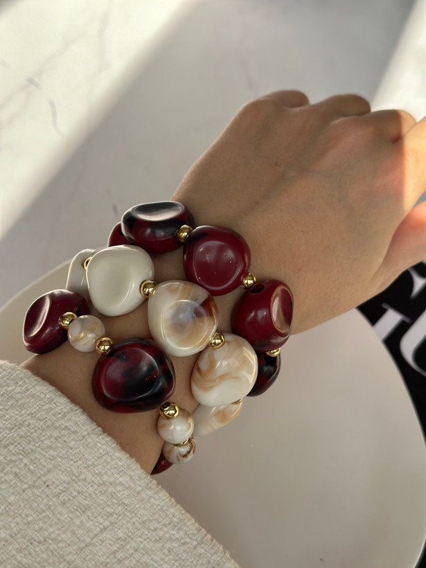 دستبند کشی رنگ چری طرح سنگی