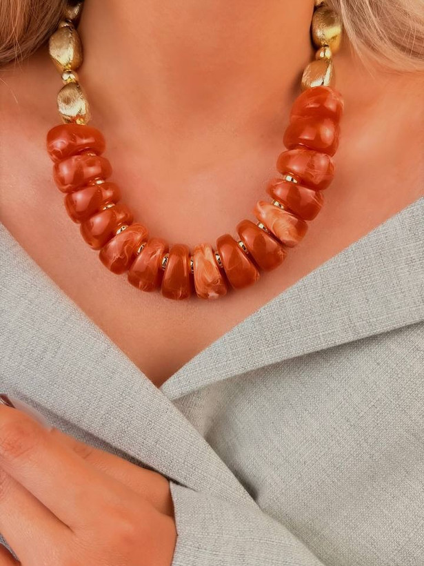 گردنبند رزینی درشت رنگ پاییزی