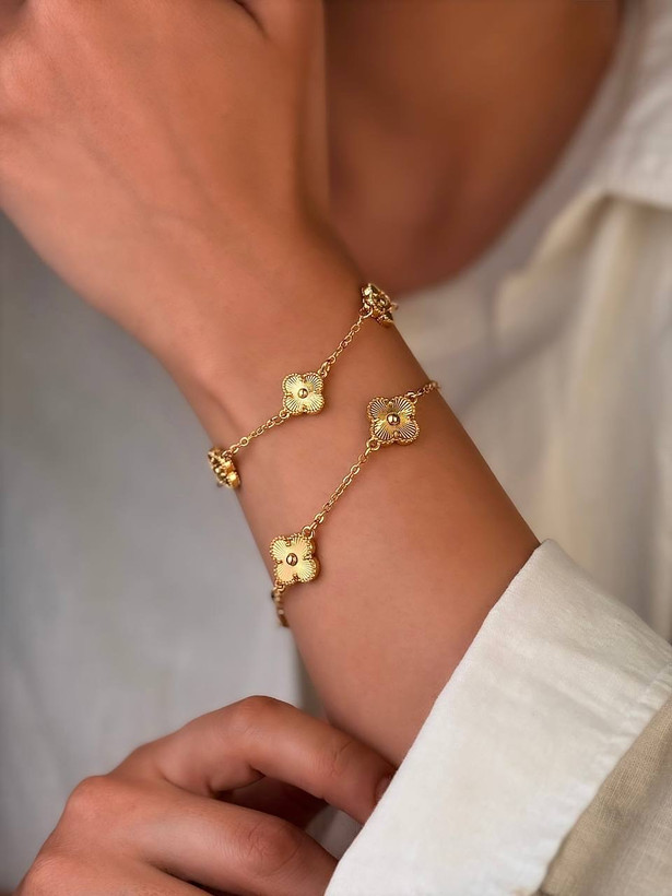 دستبند ونکلیف ۵ گل طلایی