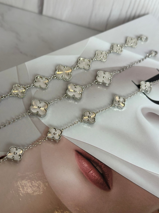 دستبند زنانه ونکلیف نقره ای تراش کیفیت مستر