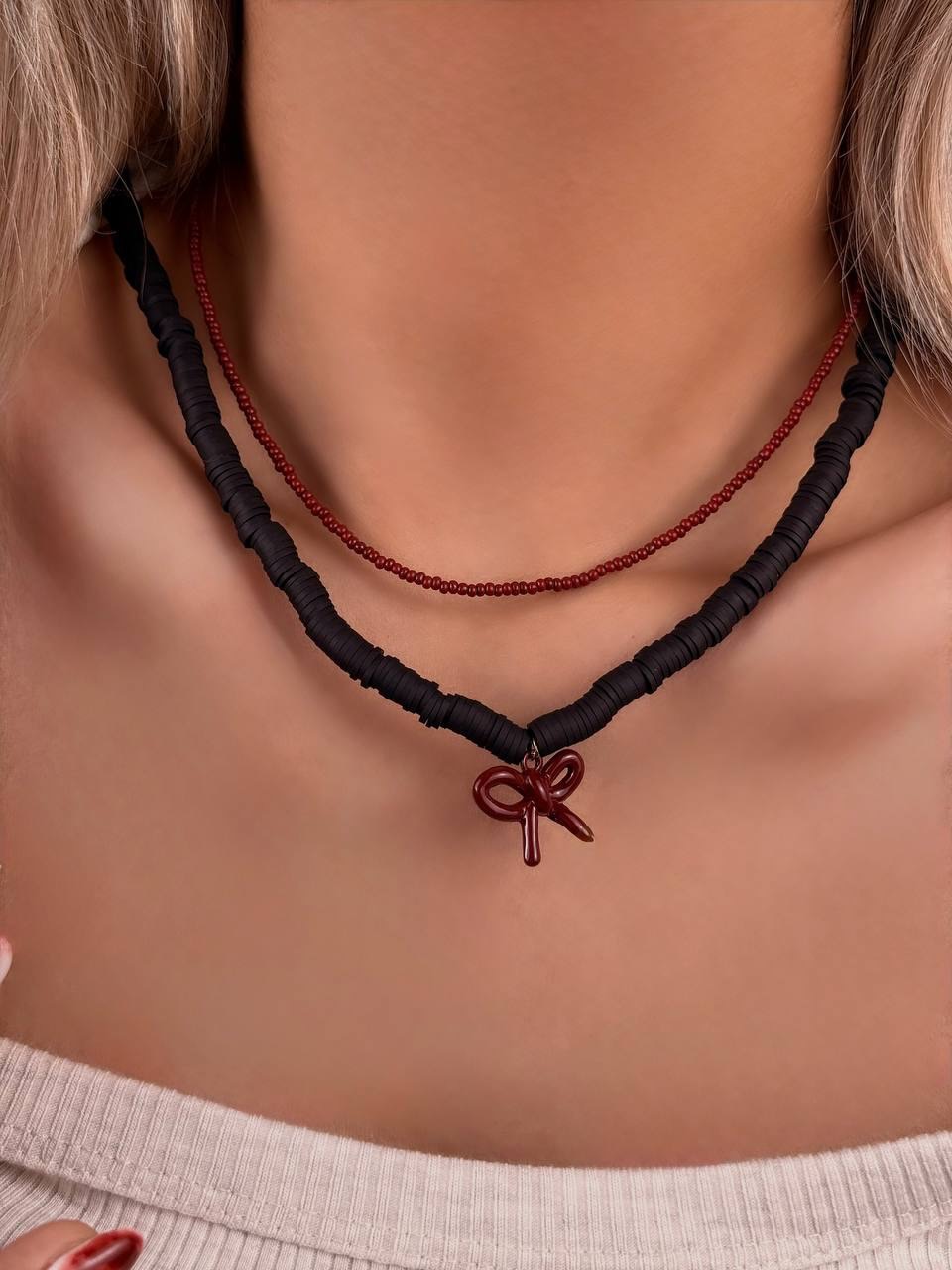 گرذنبند دخترانه مشکی زرشکی پاپیونی