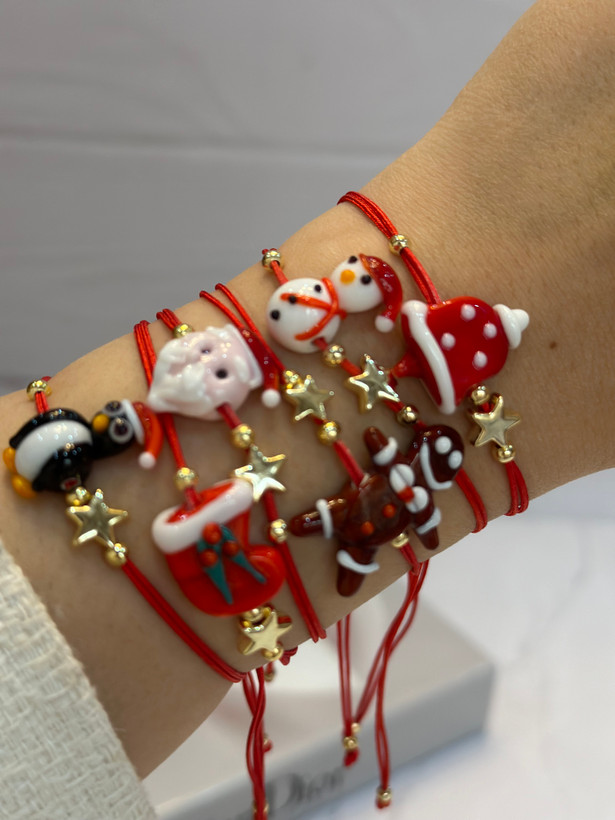 دستبند دخترانه قرمز ادم برفی سنگی