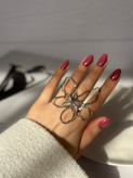 انگشتر زنانه طرح گل بزرگ طلایی و نقره ای